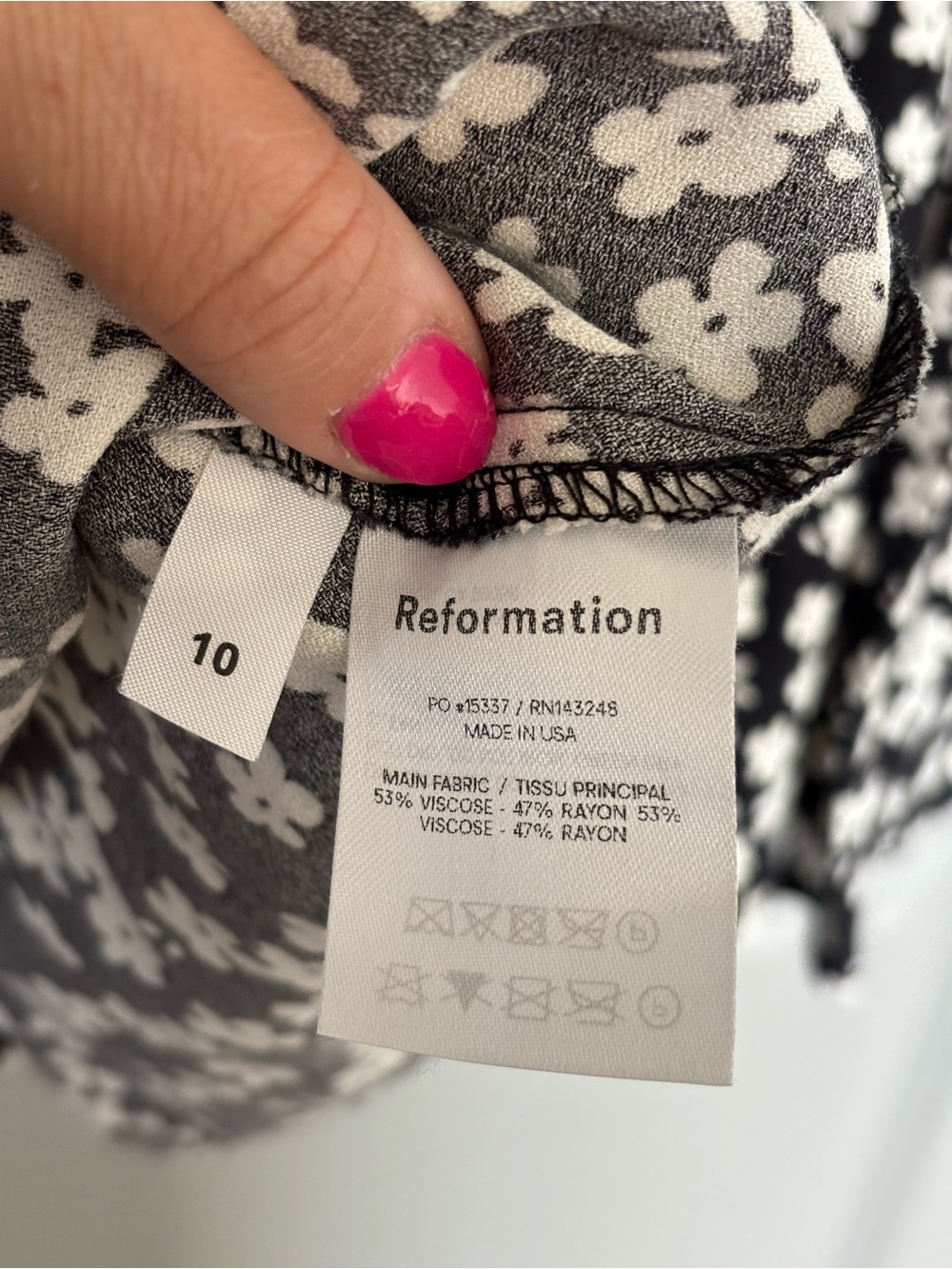 Reformation Bea Daisy Chain Floral Midi Skirt. Black and White. SIZE 10, EUC! - Picture 13 of 14